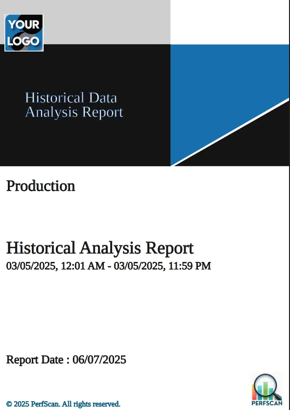 PerfScan branded performance report cover page