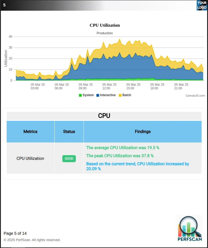 PerfScan detailed performance report page